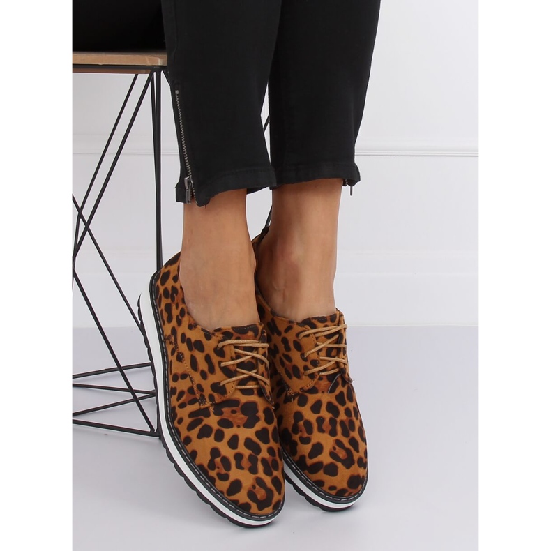 Mocassins femininos leopardo C-7225 Leopard Print marrom 1