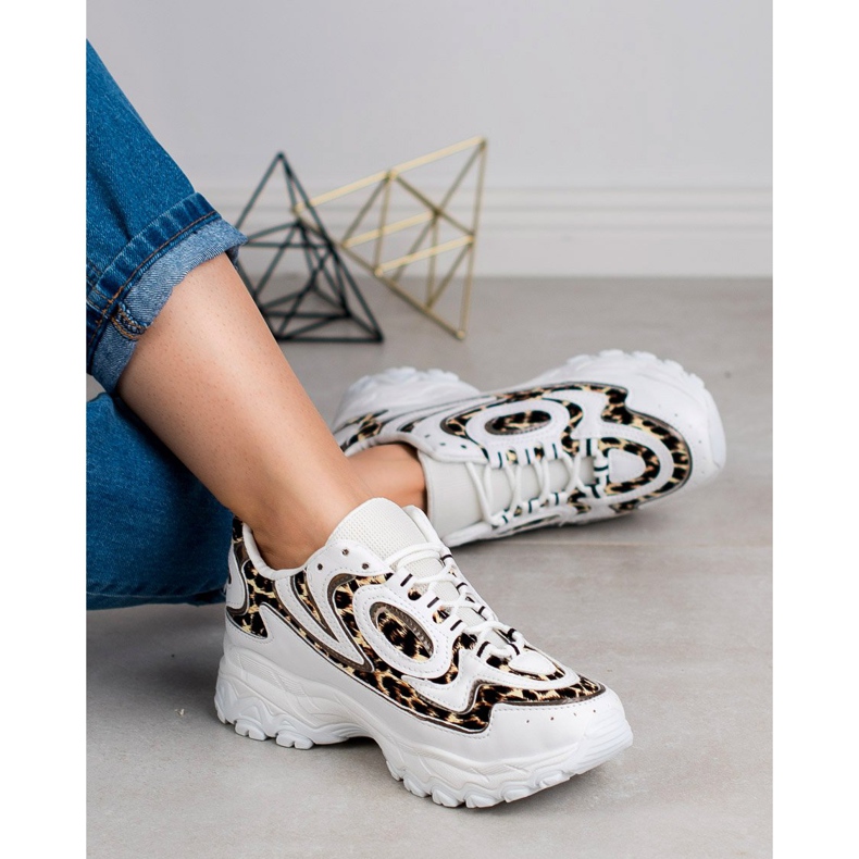 Kayla Calçados esportivos femininos branco marrom 1