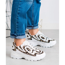 Kayla Calçados esportivos femininos branco castanho 2