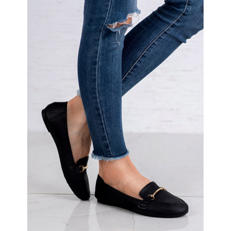 SHELOVET Mocassins de couro ecológico preto 1