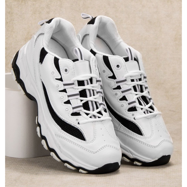 SHELOVET Calçados esportivos confortáveis branco preto 1