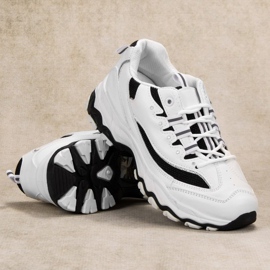 SHELOVET Calçados esportivos confortáveis branco preto 2