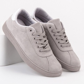 Ideal Shoes Sapatos de renda cinza 2