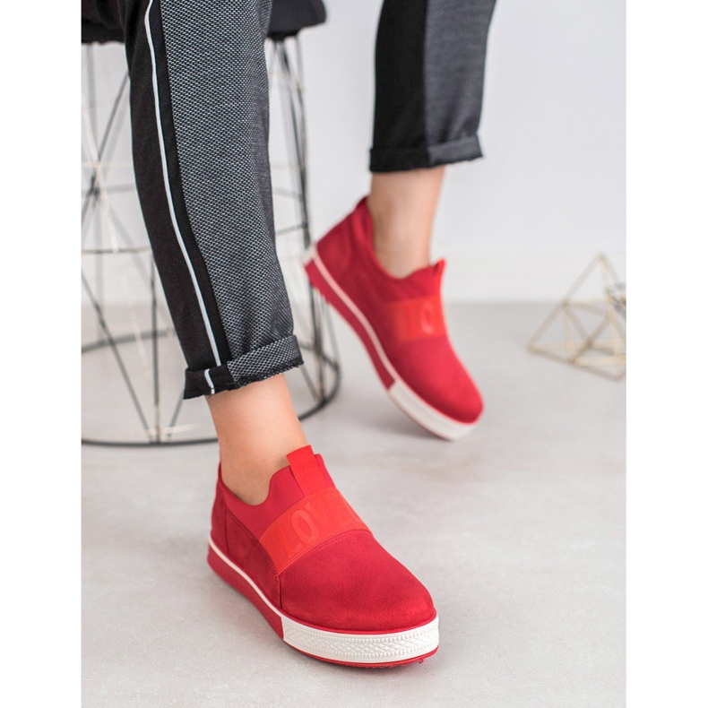 SHELOVET Sapatos de camurça vermelho 1