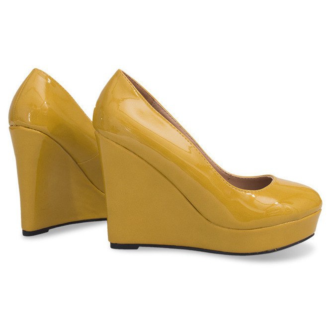 Bombas Lacadas On Wedge 2011-23 Yellow amarelo 1