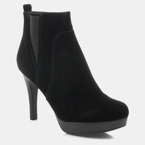 Botas de salto alto J0084-1 com zíper preto 1 Botas de salto alto J0084-1 com zíper preto 1