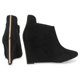 Bombas de cunha de camurça TL01-1 preta preto 1