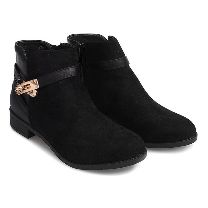 Botas de camurça com fivela preta Y601 preto 1