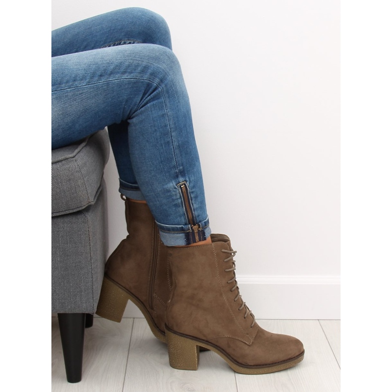 Salto alto marrom 3638 cáqui com cadarço 2