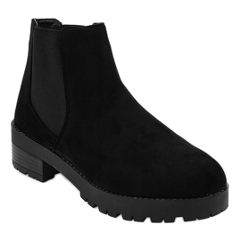 Botins rasos de camurça preta com elástico 2017-2 preto 1 Botins rasos de camurça preta com elástico 2017-2 preto 1