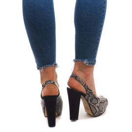 Sandálias em uma barra SK009 preta preto 1