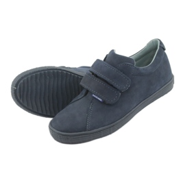 Sapatos de meninos de couro Mazurek para velcro 268 azul marinho 5