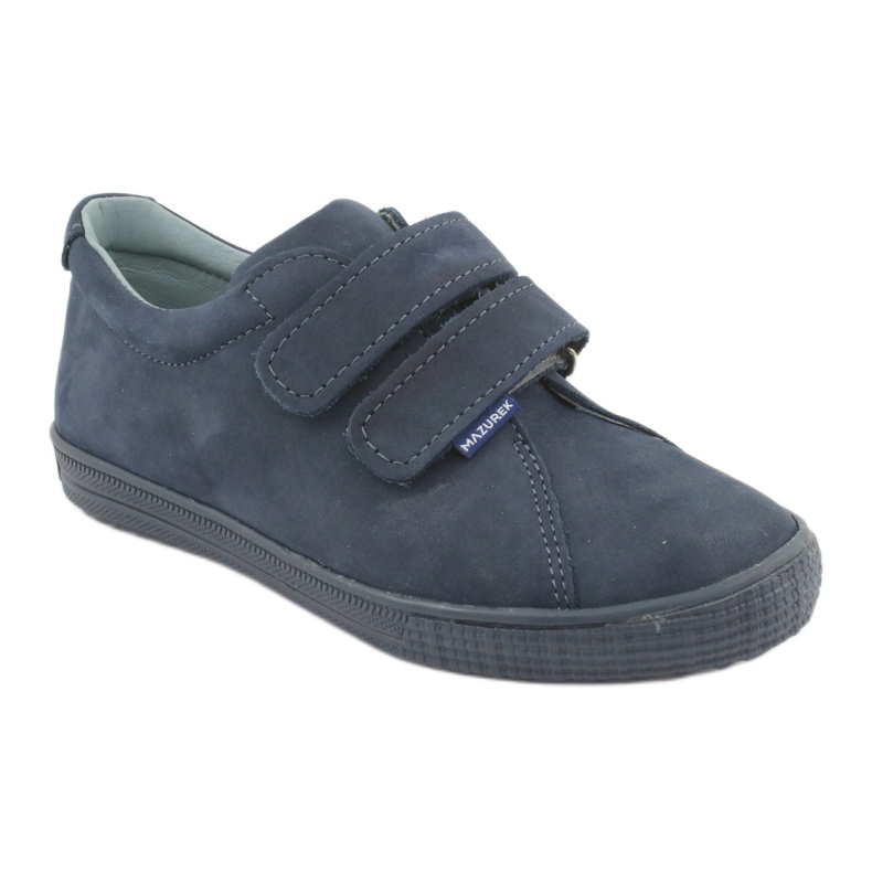 Sapatos de meninos de couro Mazurek para velcro 268 azul marinho 1