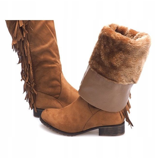 Botas de camurça quente Boho B13H Camel marrom 1