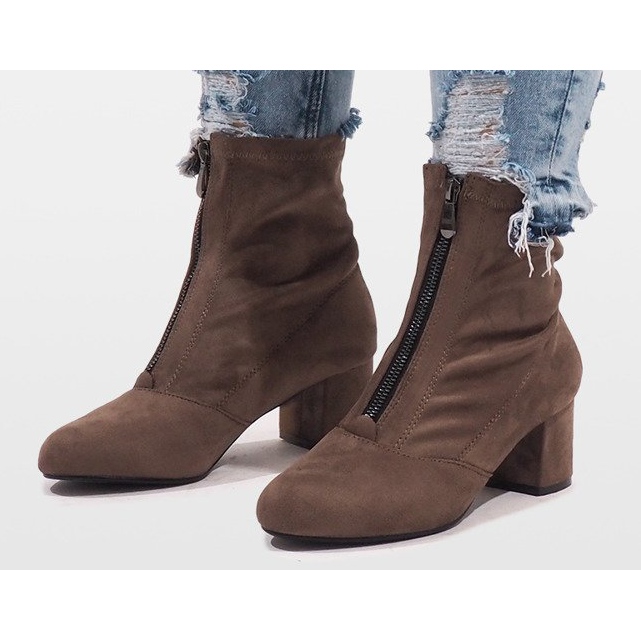 Botas de camurça cáqui com zíper FOZ-01 multicolorido verde 2 Botas de camurça cáqui com zíper FOZ-01 multicolorido verde 2