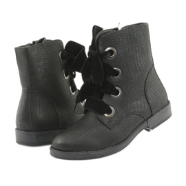 Botas pretas atadas HFN-5505 pretas preto 3