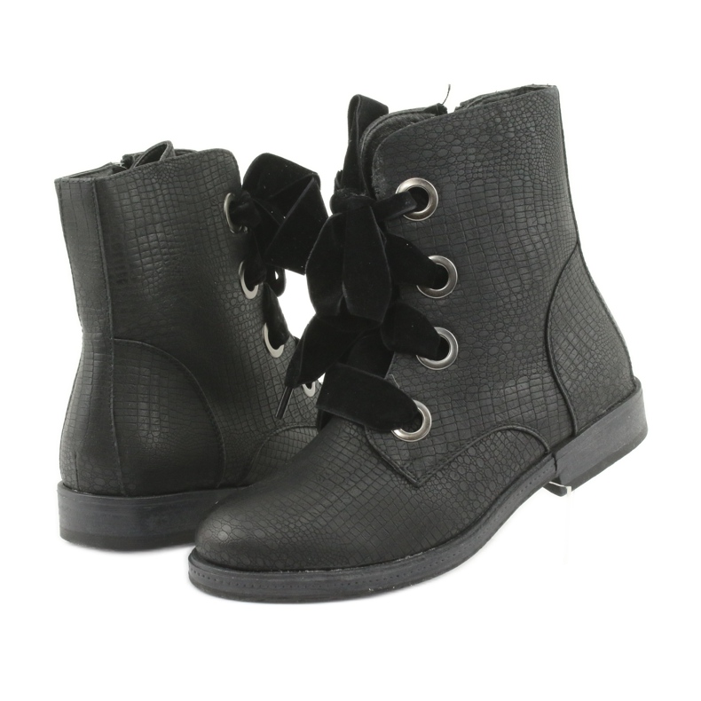 Botas pretas atadas HFN-5505 pretas preto 3