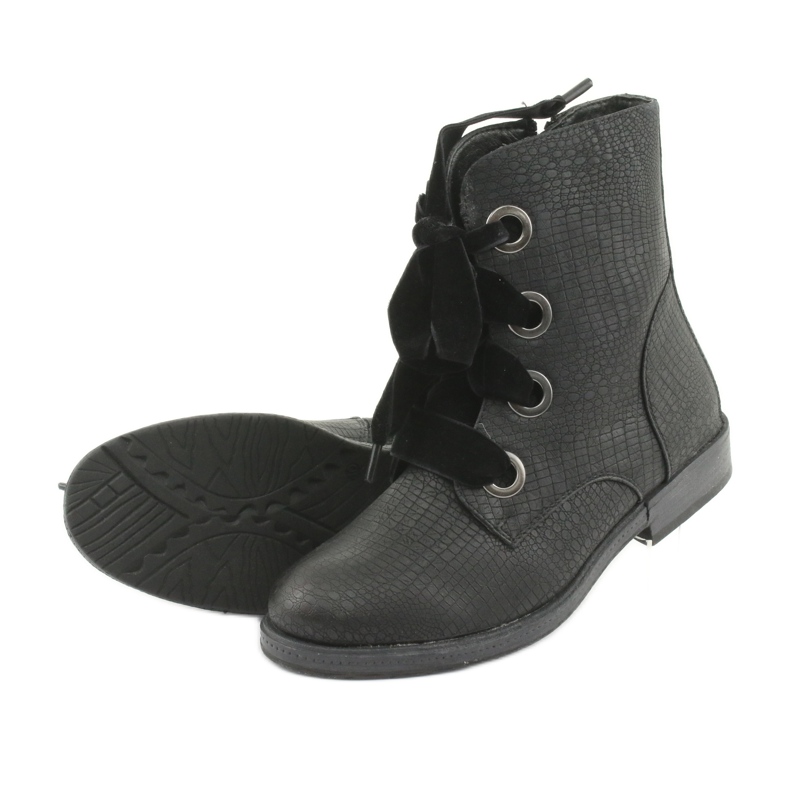 Botas pretas atadas HFN-5505 pretas preto 4