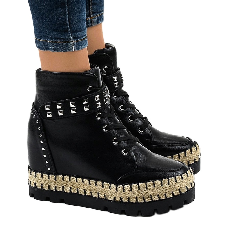 Botas de cano baixo caçador femininas negras AJ-547 preto 1