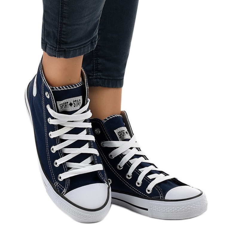 Tênis de cano alto clássico azul marinho DTS8224-4 azul-marinho 2