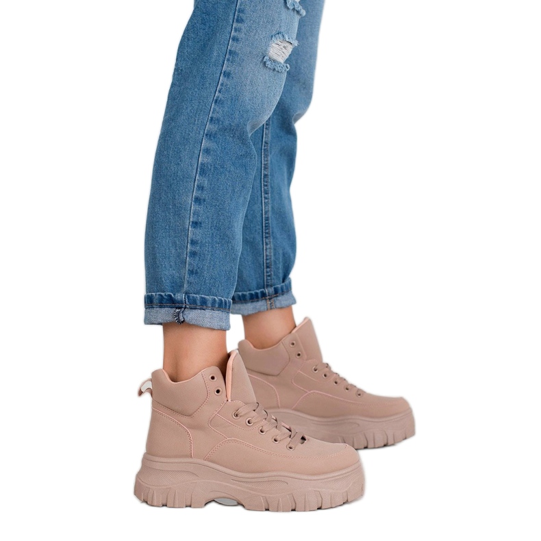 Kylie Sapatos de amarrar na plataforma rosa 1