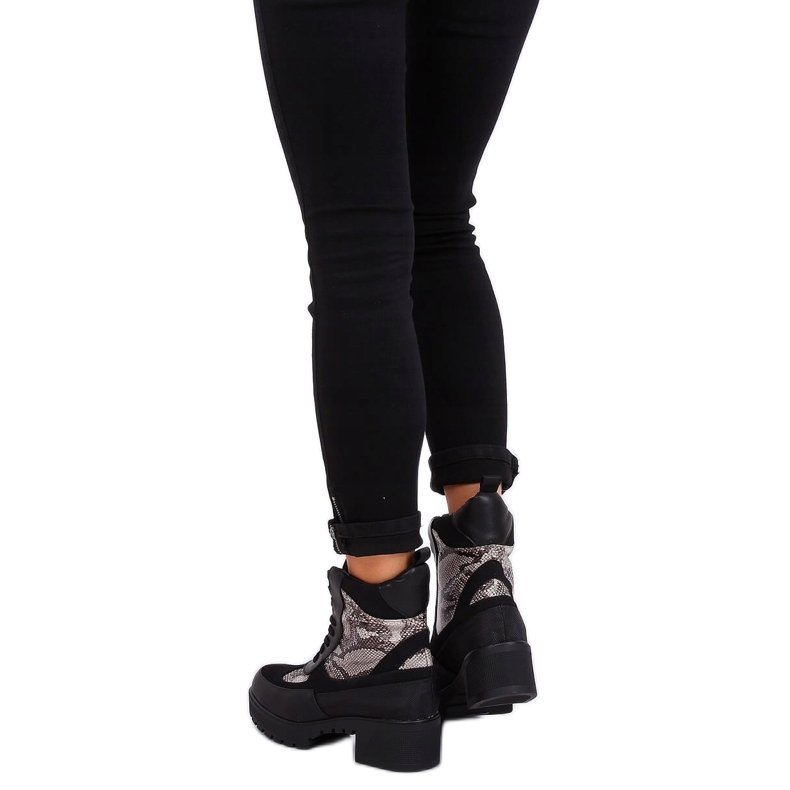 Botas pretas femininas negras 99-58 Pele de Cobra preto 1