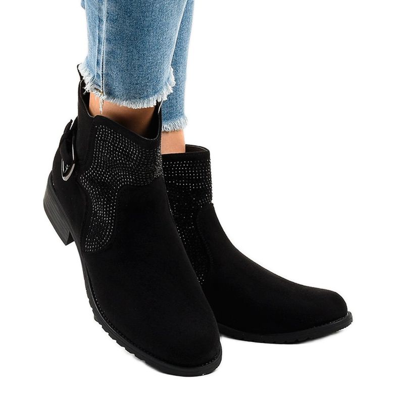 Botas de camurça preta com tachas CZ220 preto 1
