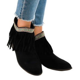Botins de camurça preta com franjas 99-136 preto 1