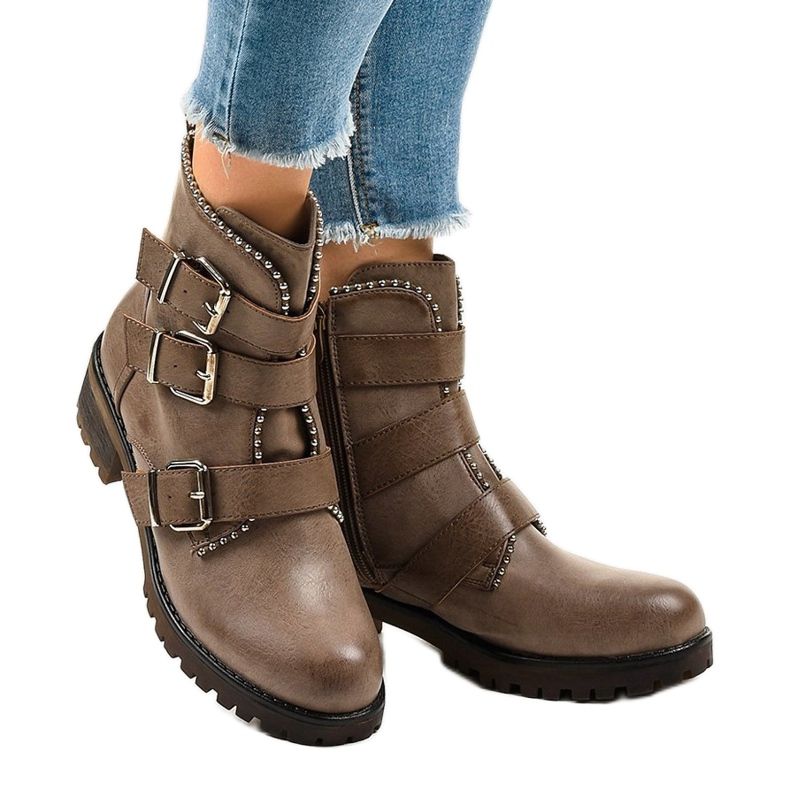 Botas femininas verdes com sola C569 maciça 1 Botas femininas verdes com sola C569 maciça 1