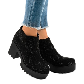 Botas de trapézio femininas negras com tachas CN880 preto 2