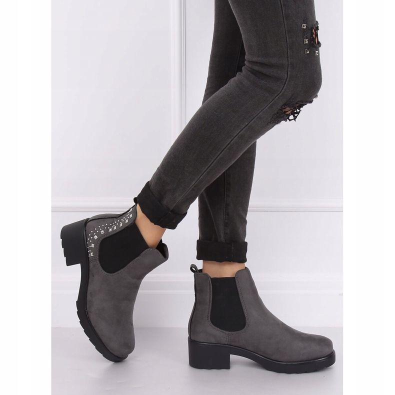 Botas cinza Chelsea com tachas Z175 Gray 1