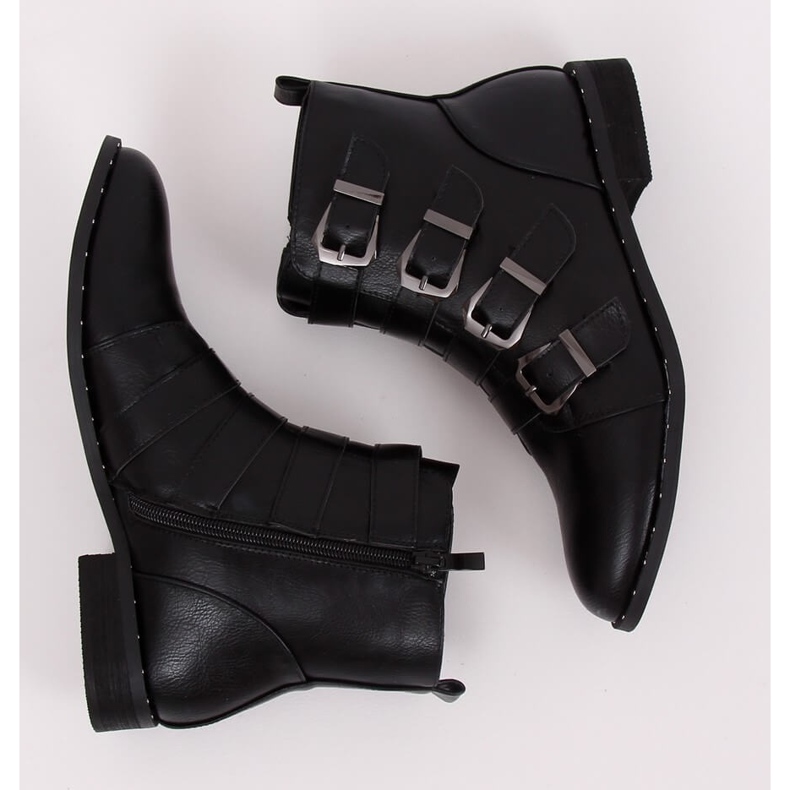 Botas pretas com fivelas, pretas 688-57 pretas preto 1