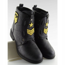 Botas de trabalho pretas H-4 pretas com remendos preto 2 Botas de trabalho pretas H-4 pretas com remendos preto 2