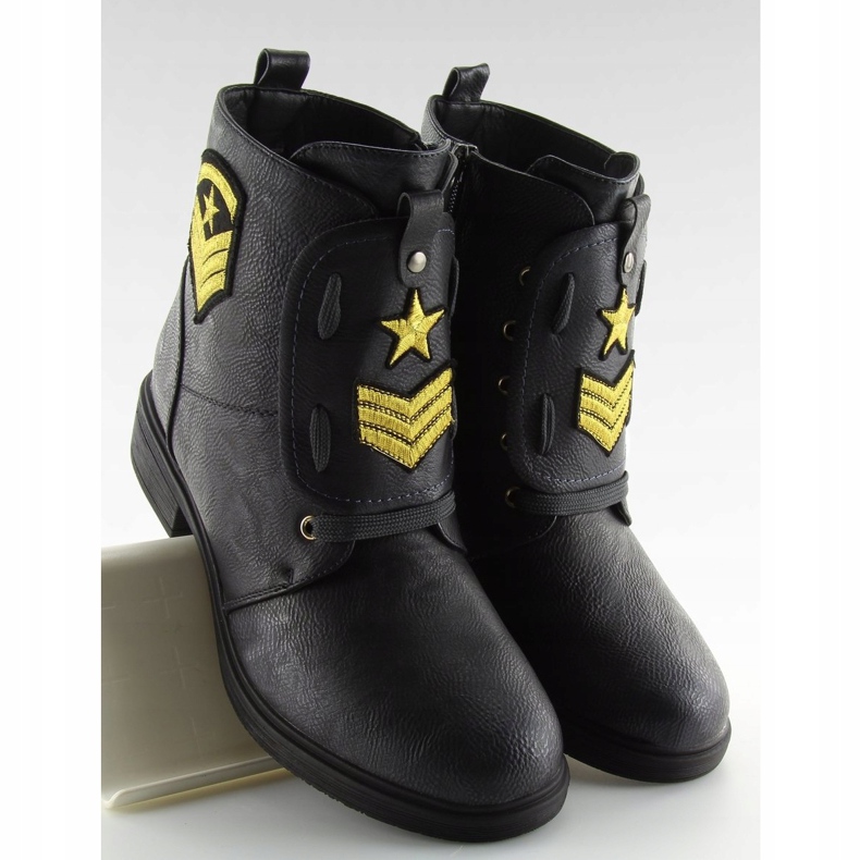 Botas de trabalho pretas H-4 pretas com remendos preto 2 Botas de trabalho pretas H-4 pretas com remendos preto 2