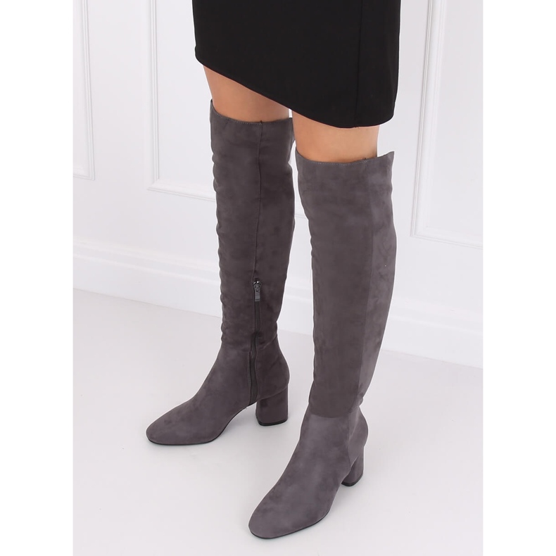Botas sobre os joelhos cinza YQ215 Cinza 1