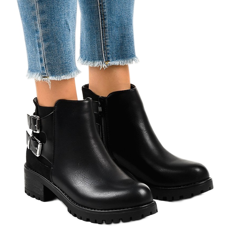 Botas pretas femininas com sola M181 enorme preto 1