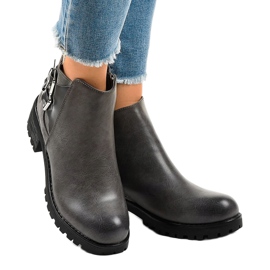 Botas femininas cinza com sola M181 maciça 1