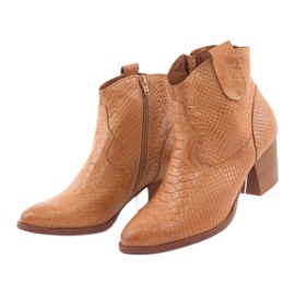 Botas femininas sem isolamento Anabelle 1466 Camel crocodilo castanho 3