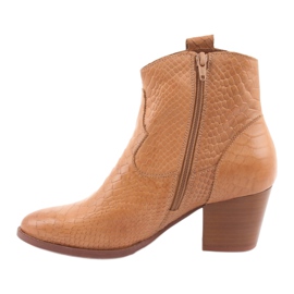 Botas femininas sem isolamento Anabelle 1466 Camel crocodilo castanho 2