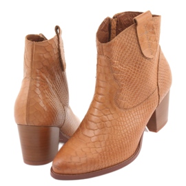 Botas femininas sem isolamento Anabelle 1466 Camel crocodilo castanho 4