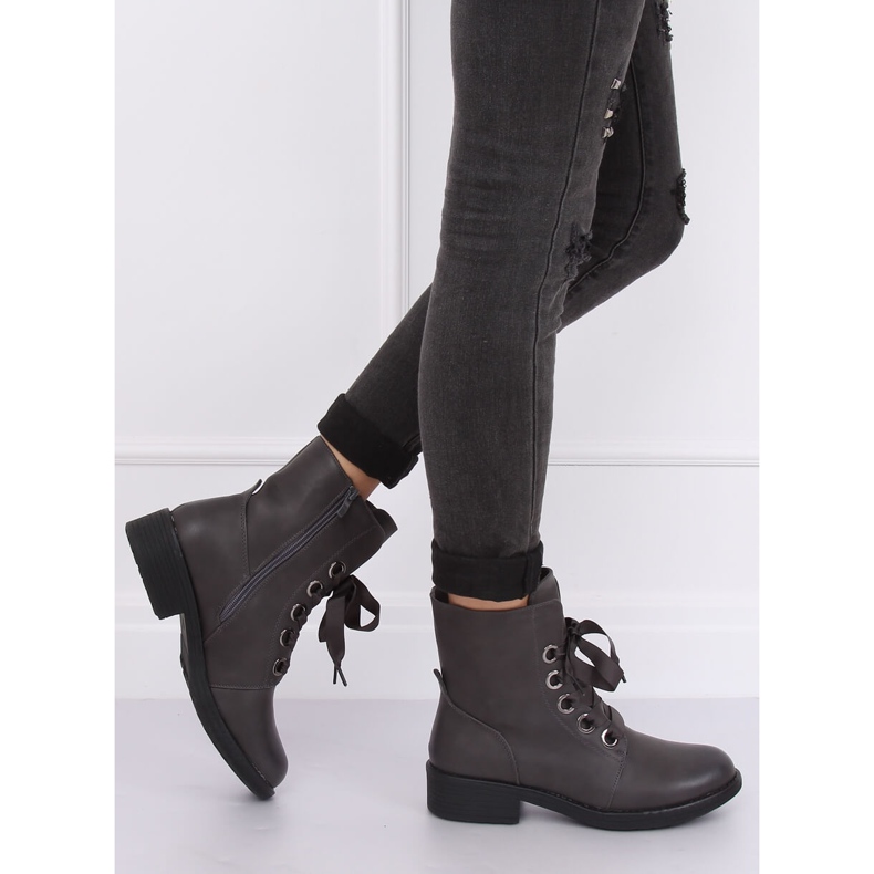 Botas cinza com cordões cinza ZX2805 cinza 1 Botas cinza com cordões cinza ZX2805 cinza 1