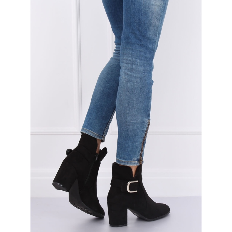 Botas pretas YL53 de salto alto preto 1