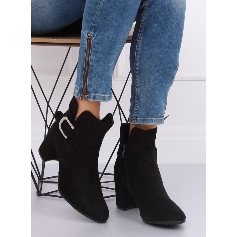 Botas pretas YL53 de salto alto preto 2