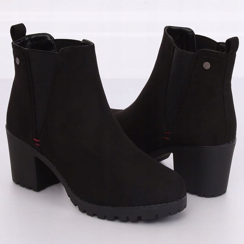 Botas pretas com salto largo W373 Preto 2