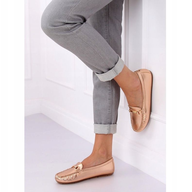 Mocassins femininos champanhe L7189A Champagne rosa 1