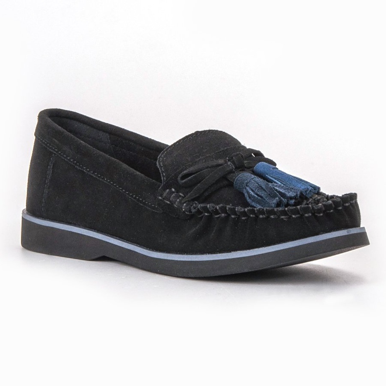 Filippo Mocassins de couro com franjas preto 1