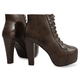 Botas sólidas no salto 9502 marrom castanho 1