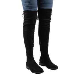 Botas de camurça femininas 8926 preto 1