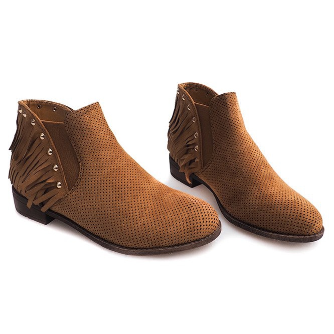 Botas Boho Openwork Fringe 3576 Camel castanho 1