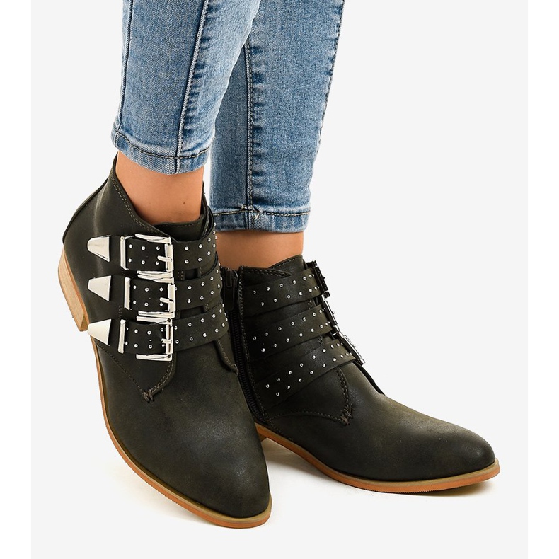 Botas verdes com fivela de zíper A-263 2